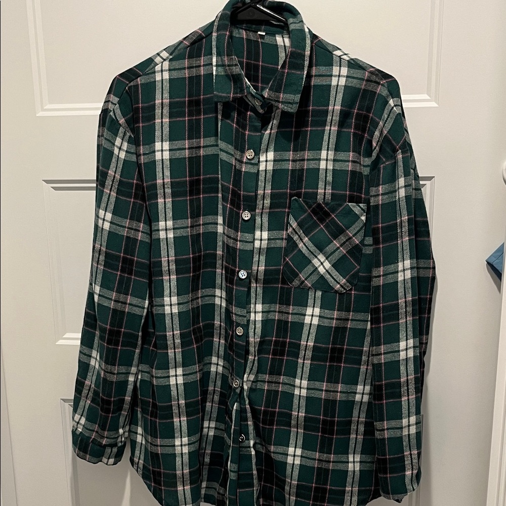 Green and pink plaid flannel Shirt